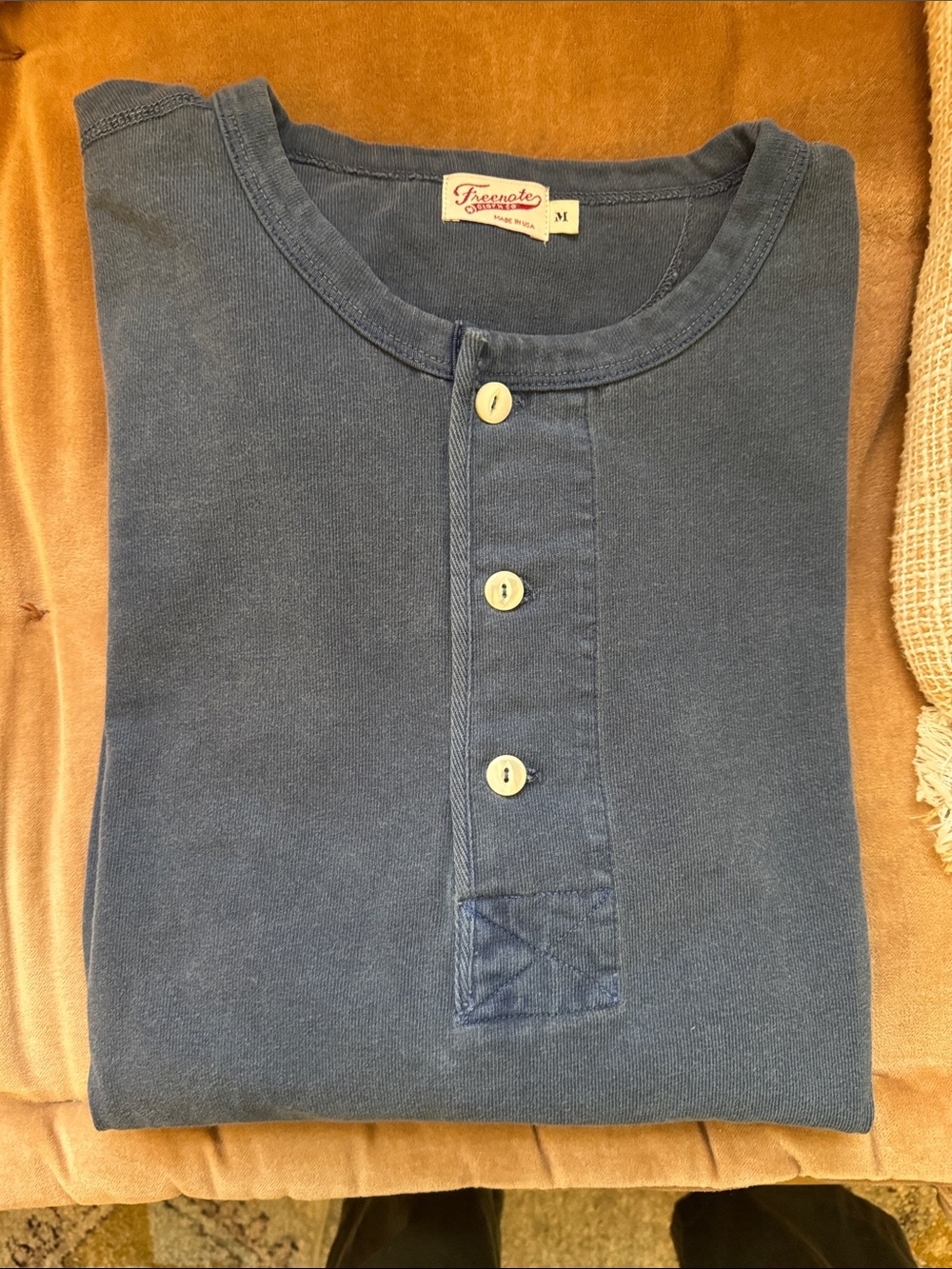 Men's Long-Sleeve Navy Henley Shirt with Button Placket